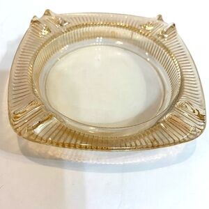 Vintage Carnival Glass Ashtray Marigold 4” Square